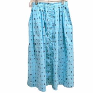 VINTAGE pleated Maxi skirt Aztec print medium